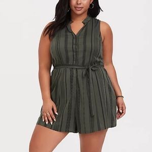 Striped Olive Romper